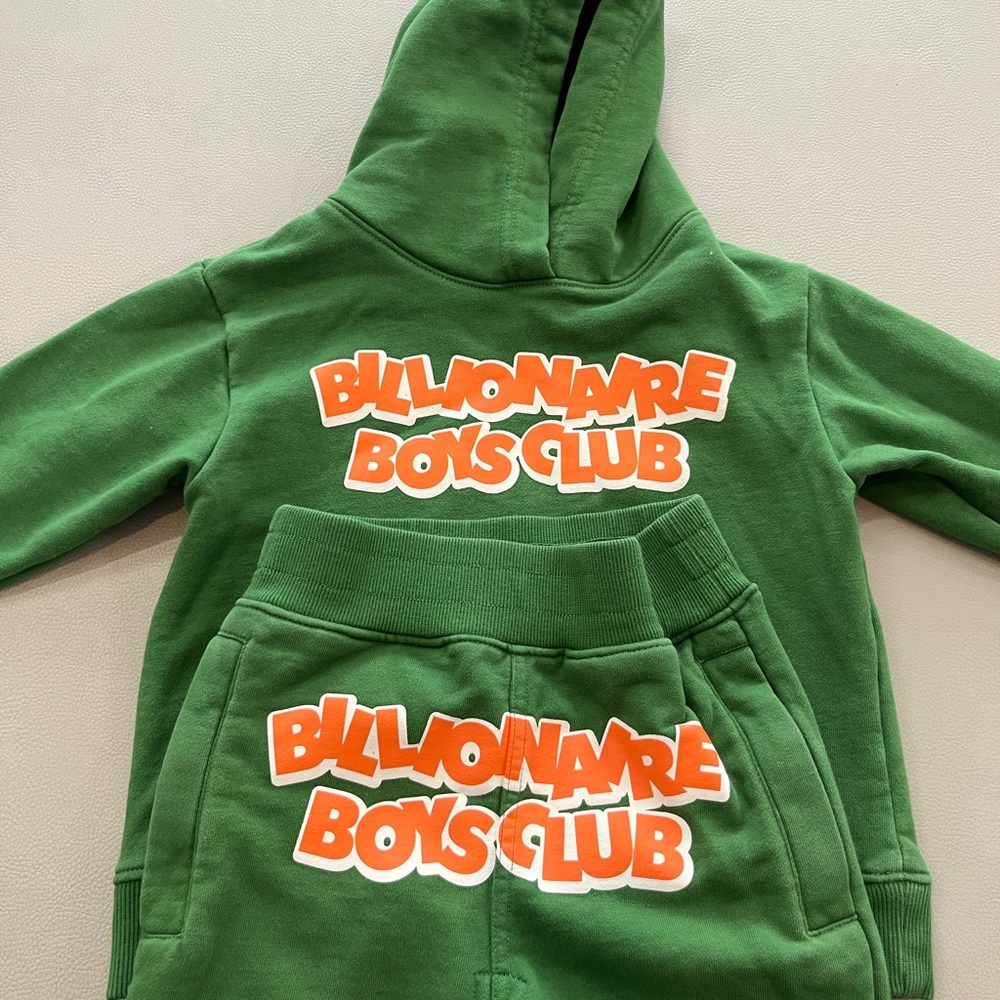 Billionaire Boys Club Matching Green Jogger Set with Orange Accents Sz 4T